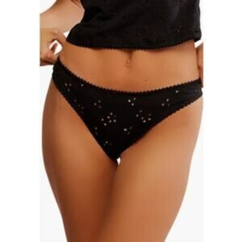 NWT Free People Homegrown Thong in Black Size Small